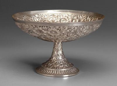 Appraisal: Sterling repousse compote partial gadroon bowl with pedestal base floral