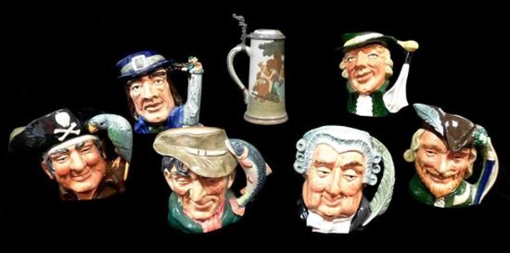 Appraisal: Six large Royal Doulton Character jugs and a German stein