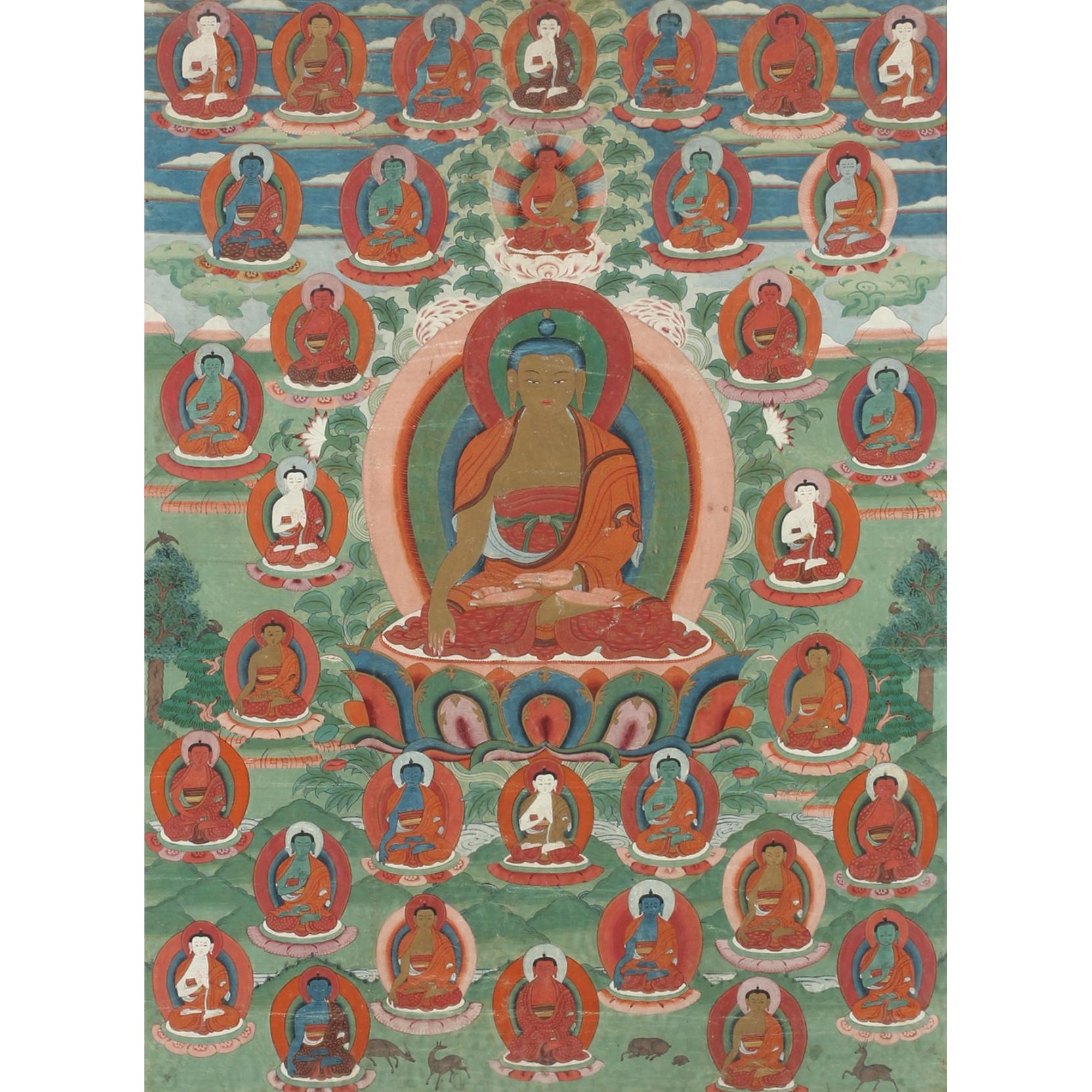 Appraisal: th Century Tibetan Thangka ink and colors in the th