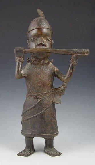 Appraisal: AFRICAN BENIN BRASS FLUTE PLAYER '' h