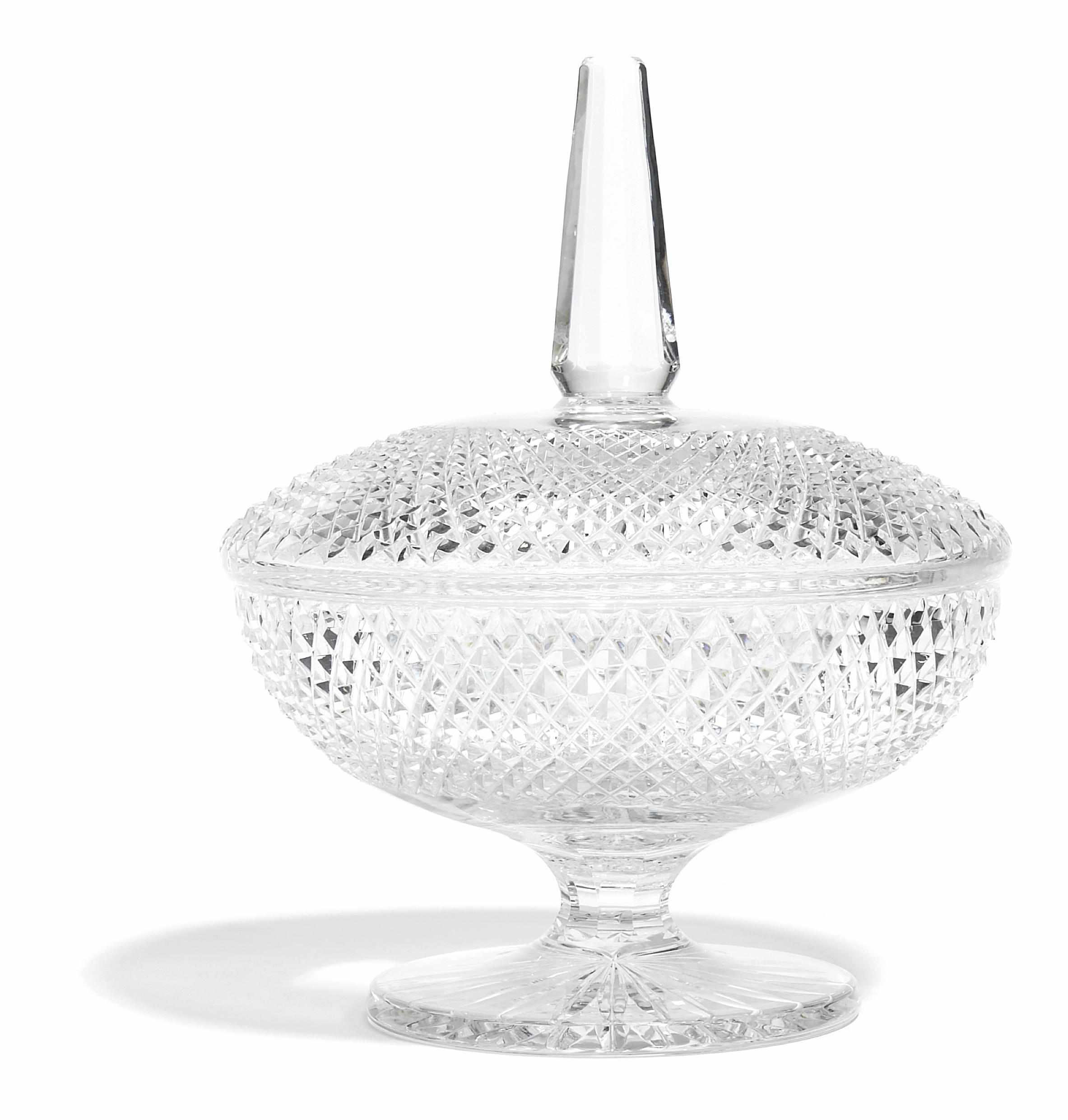 Appraisal: A cut glass covered pedestal bowl height in cm diameter