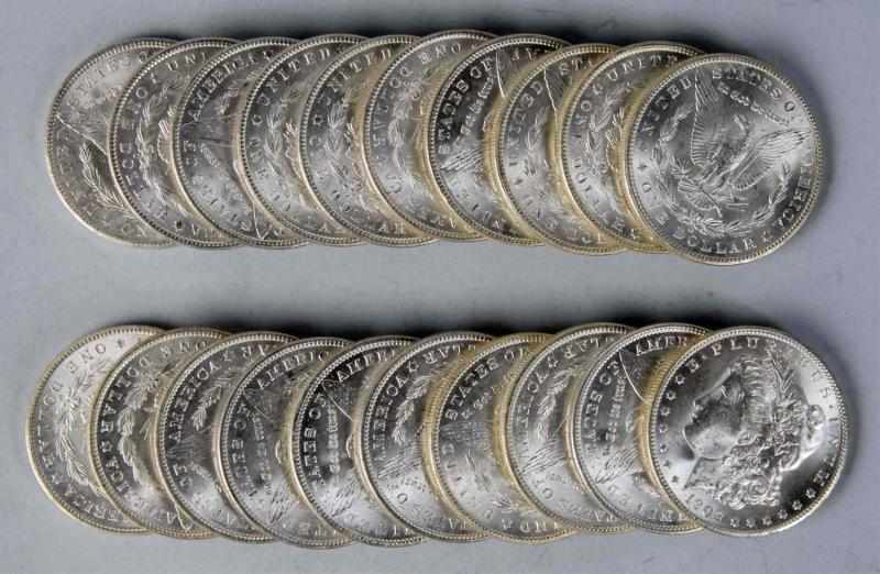 Appraisal: BU Roll of -O Morgan Silver Dollars Description coins