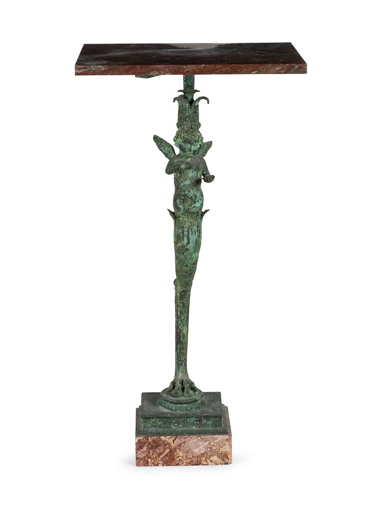 Appraisal: An Italian Patinated Bronze Marble-Top Pedestal Table Cast by the