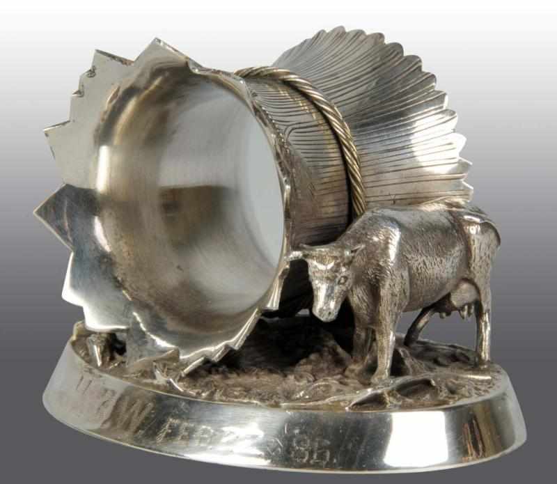 Appraisal: Cow by Wheat Sheaf Napkin Holder Description On raised oval