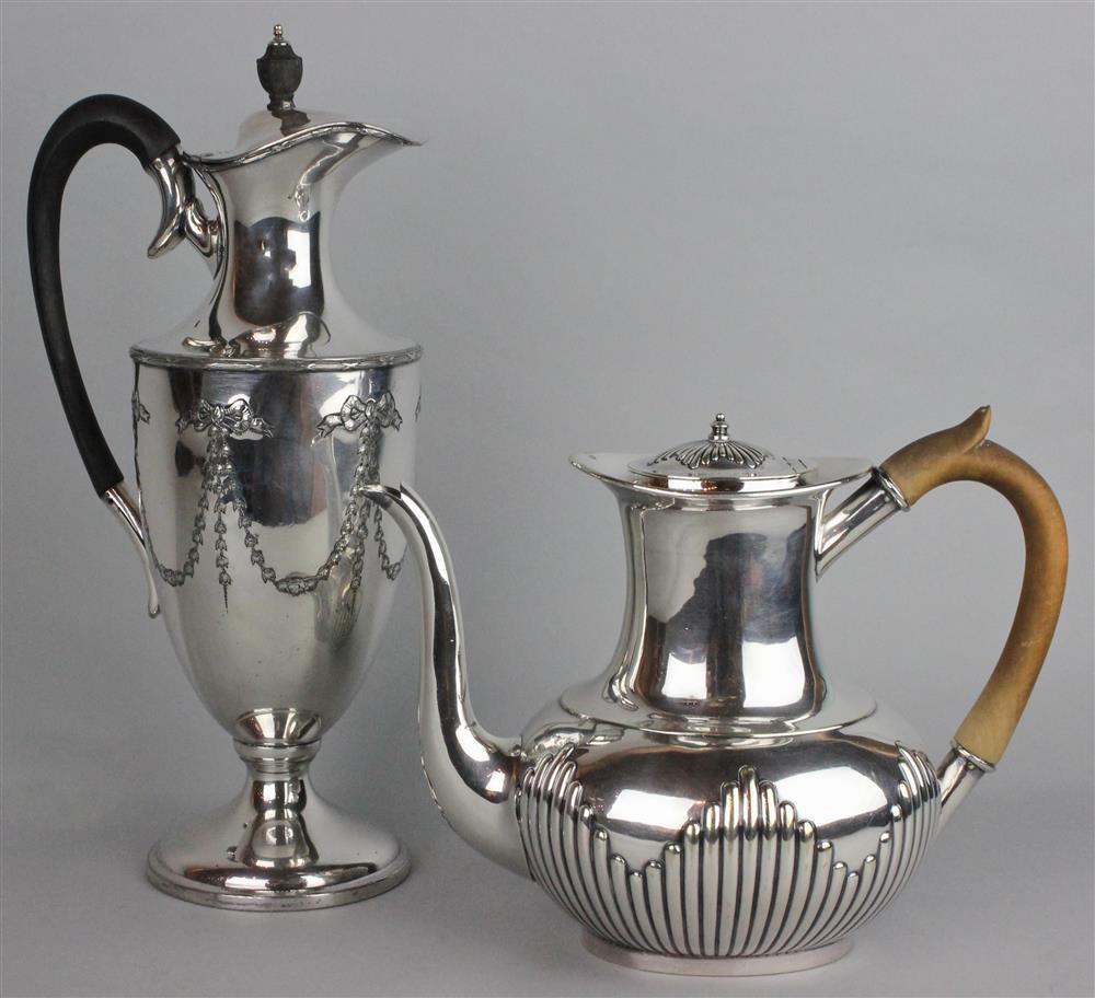 Appraisal: ELECTROPLATED TEAPOT AND COFFEEPOT the teapot with Sheffield marks and