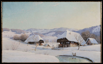 Appraisal: Karl Hauptmann German - Winter Landscape with Chalets Freiburg oil