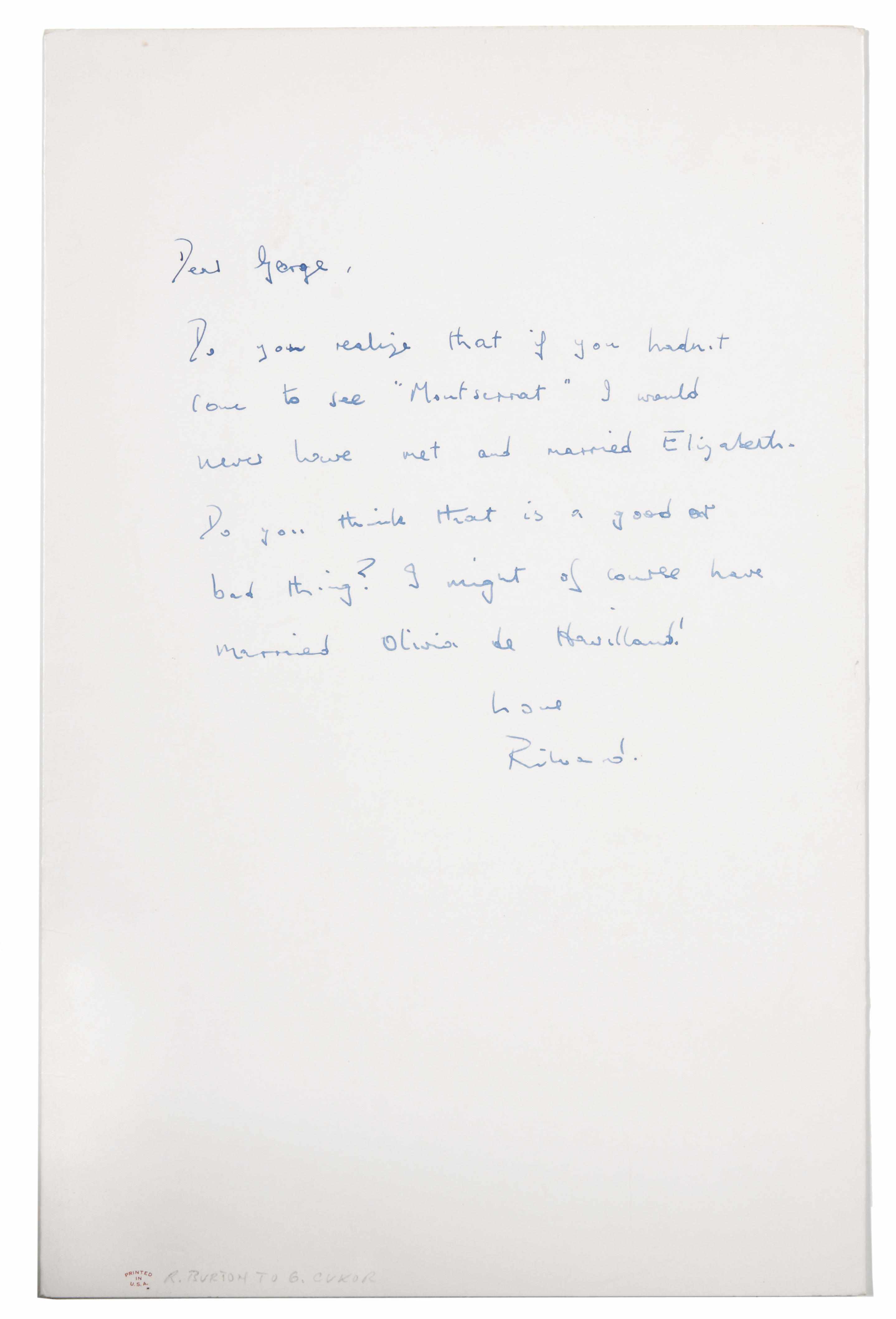 Appraisal: BURTON RICHARD - Autograph Letter Signed ''Richard'' p to n