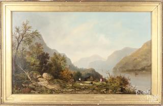 Appraisal: Hudson River oil on canvas landscape signed R Wentworth ''