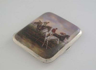 Appraisal: A Continental cigarette case decorated on the cover with three