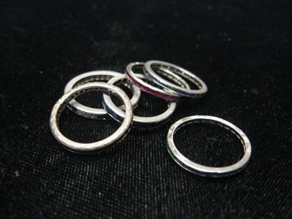 Appraisal: Set of six guard rings White gold guard rings channel