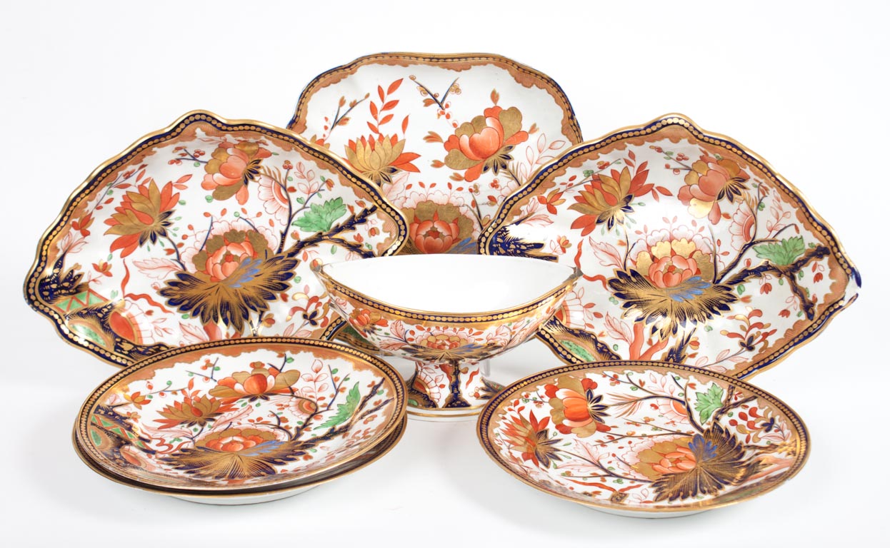 Appraisal: Derby china table articles in the Imari taste circa comprising