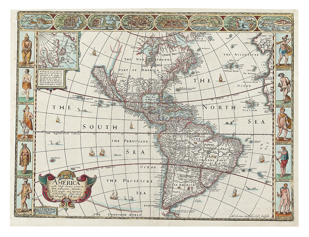 Appraisal: SPEED JOHN America Double-page engraved map of the Western Hemisphere