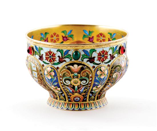 Appraisal: Russian plique-a-jour and cloisonne vermeil bratina Nicholas Alexeyev Moscow circa