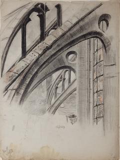 Appraisal: Charles Jouas graphite Charles Jouas French - - ''Flying Buttresses