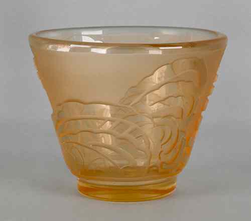 Appraisal: Muller Freres light amber art glass bowl h w Provenance