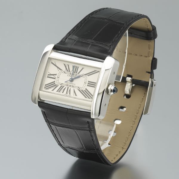 Appraisal: CARTIER AUTOMATIC TANK DIVAN STAINLESS STEEL WATCH Case mm x