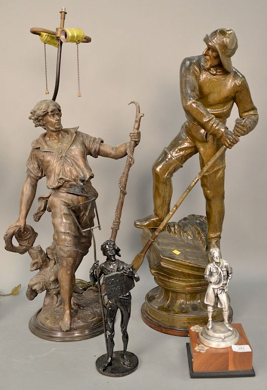 Appraisal: Four figural sculptures including After Robert Tait McKenzie The Boy