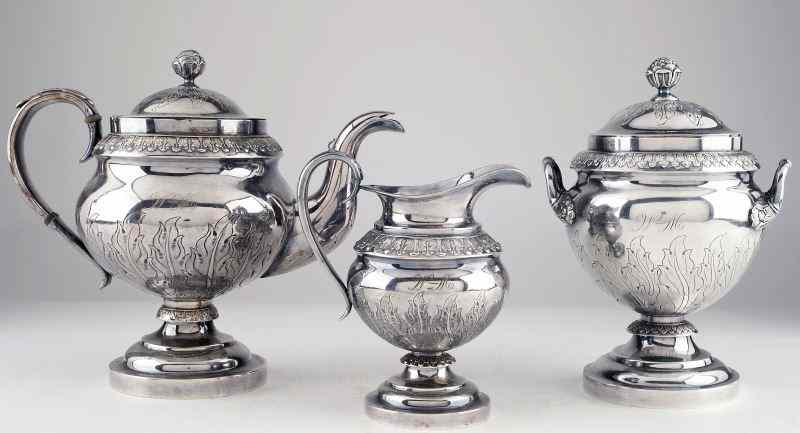 Appraisal: Late Federal Period Coin Silver Tea Servicecirca three piece set