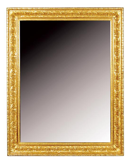 Appraisal: Victorian gilded mirror rectangular frame gesso-decorated in floral motif retaining