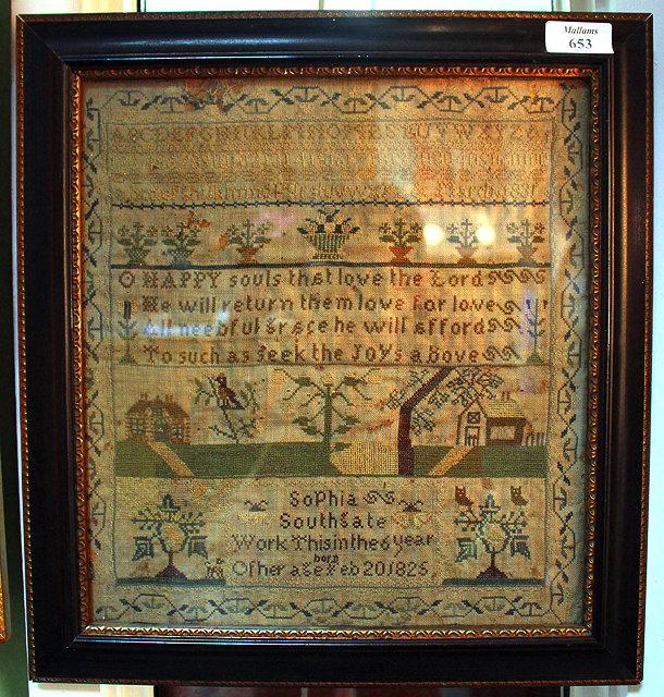 Appraisal: A GEORGE III SAMPLER worked by Sophia Southgate with alphabet