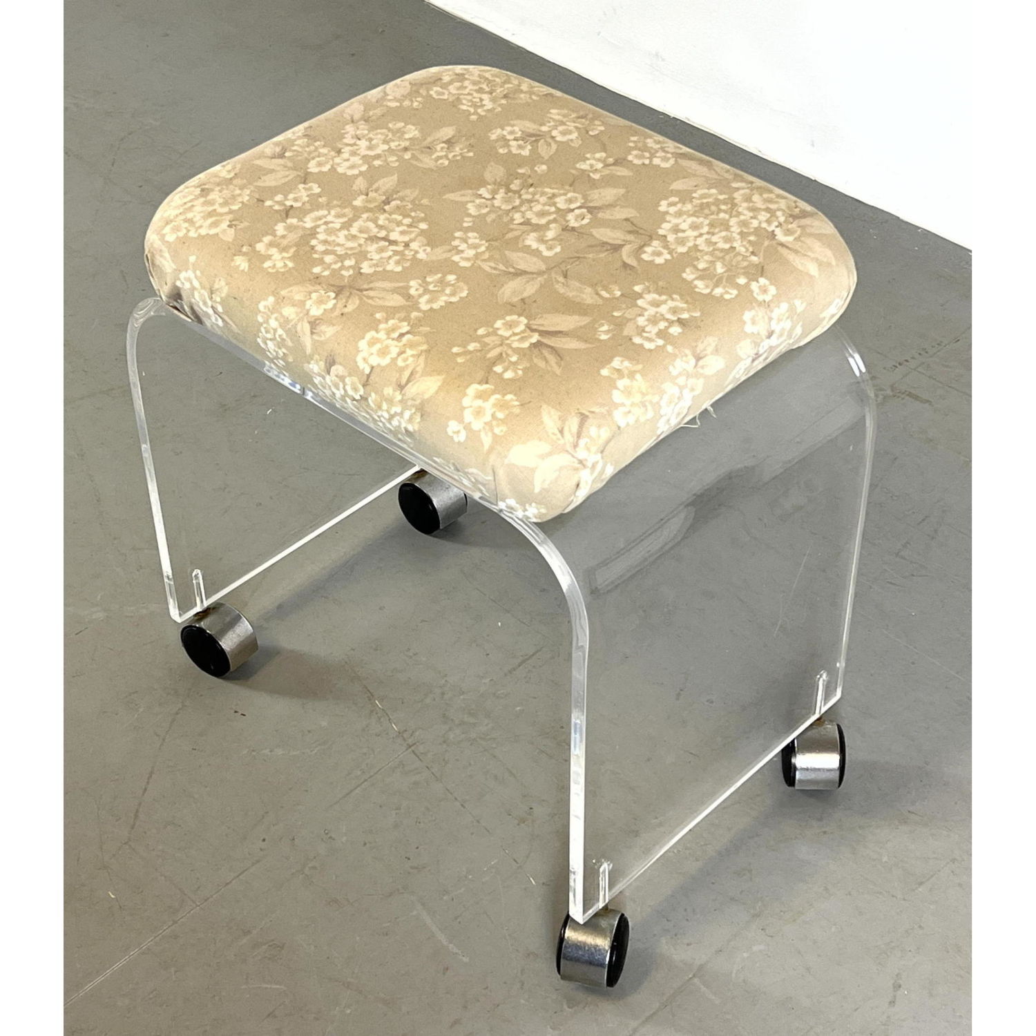 Appraisal: AKKO Modernist Lucite Vanity Stool Upholstered cushion seat Label Dimensions