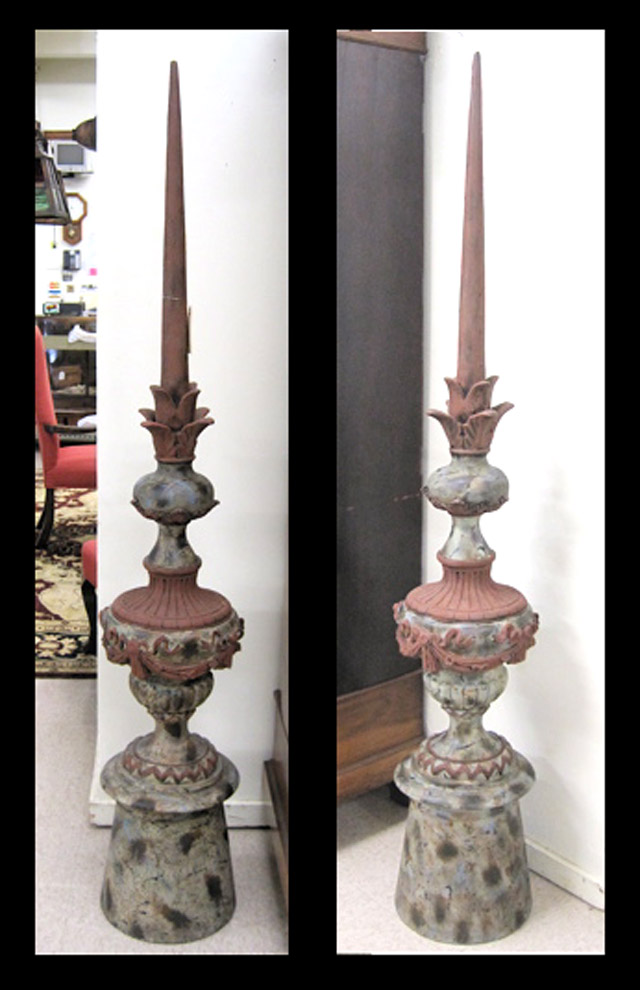 Appraisal: A LARGE PAIR OF DECORATIVE FLOOR GARNITURES each a spire-form