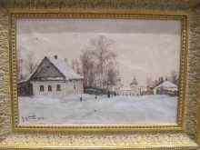 Appraisal: An oil on canvas laid on board Russian winter scene