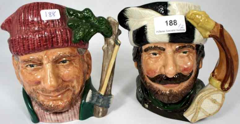 Appraisal: Royal Doulton Large Character Jugs The Lumberjack D and The