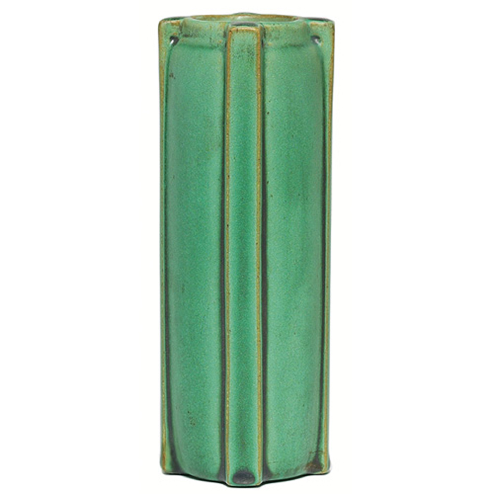 Appraisal: Teco vase four buttress shape covered with a good green