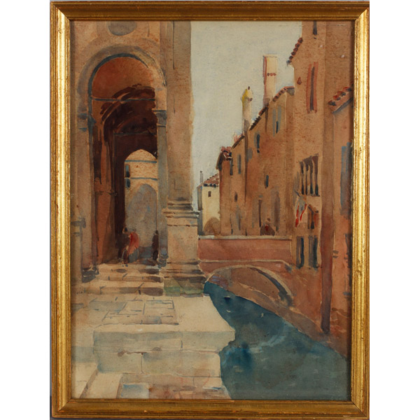 Appraisal: Manner of John Singer Sargent Venice canal scene watercolor unsigned