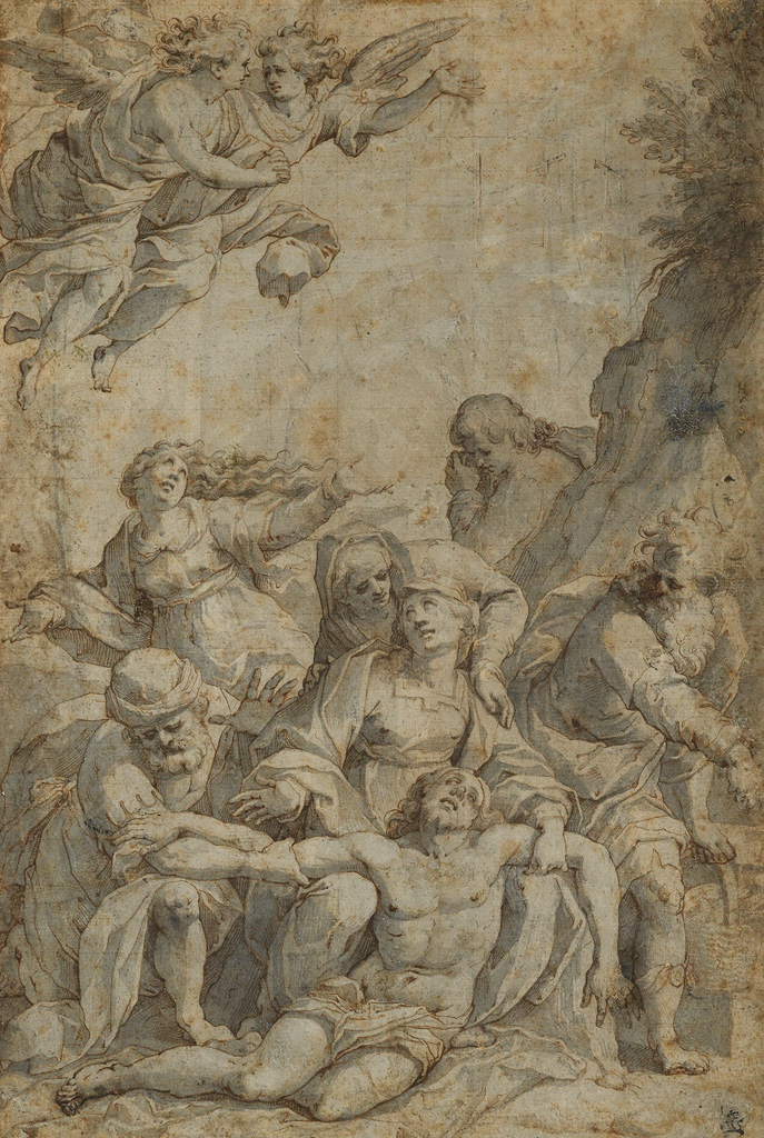 Appraisal: GIOVANNI BATTISTA TROTTI The Deposition Pen and brown ink and