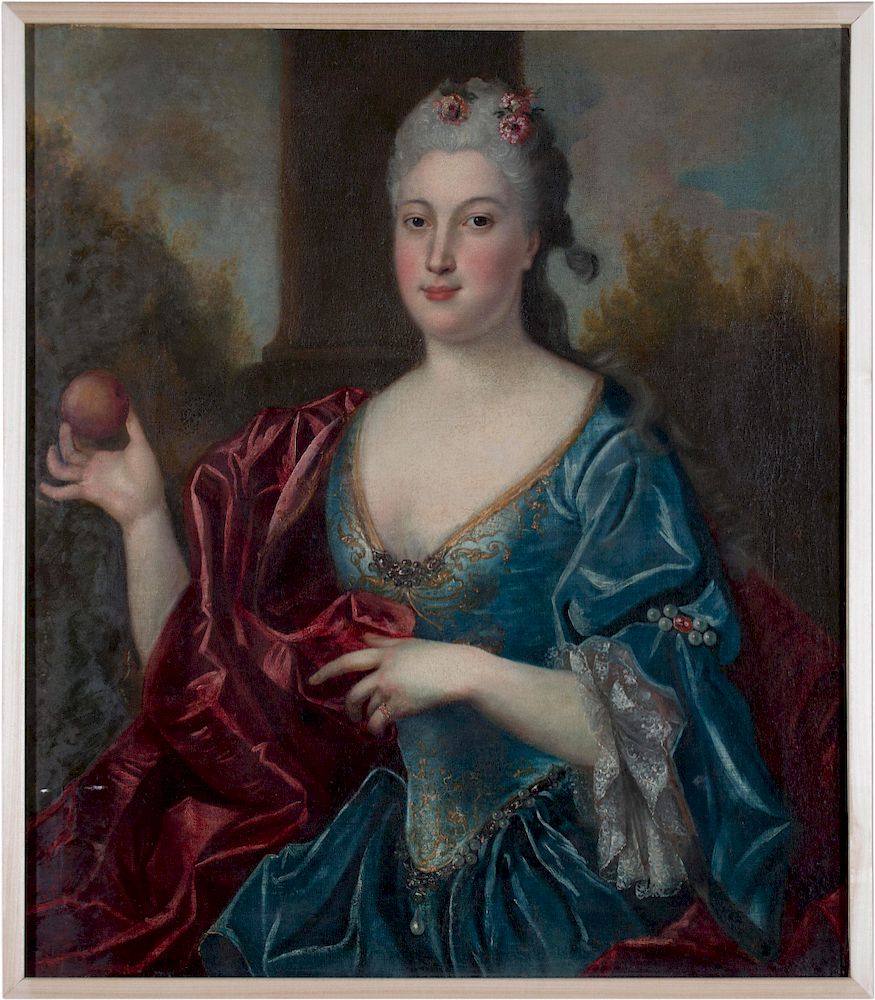 Appraisal: Continental Portrait of Woman with Apple th century Continental Portrait