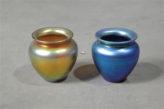 Appraisal: TWO SMALL STEUBEN VASES Both bulbous form with flared rims