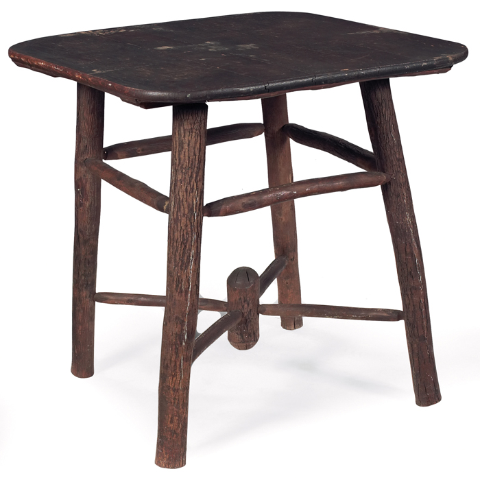 Appraisal: Old Hickory table attribution rounded edges to top on a