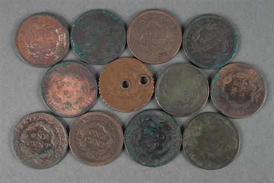 Appraisal: Selection of ten United States copper large cents various dates