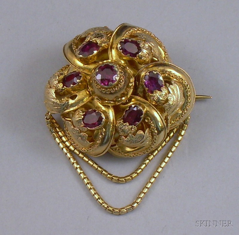 Appraisal: Victorian Style Costume Purple Glass Love Knot Brooch wd in