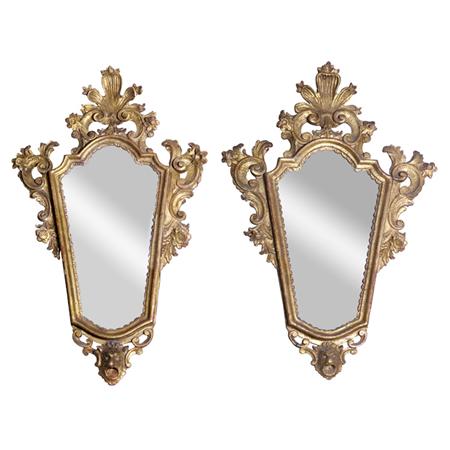 Appraisal: Pair of Italian Rococo Style Gilt-Wood Mirrors Estimate -