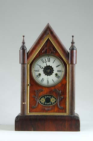 Appraisal: VICTORIAN STEEPLE CLOCK Veneered case in standard form with oval