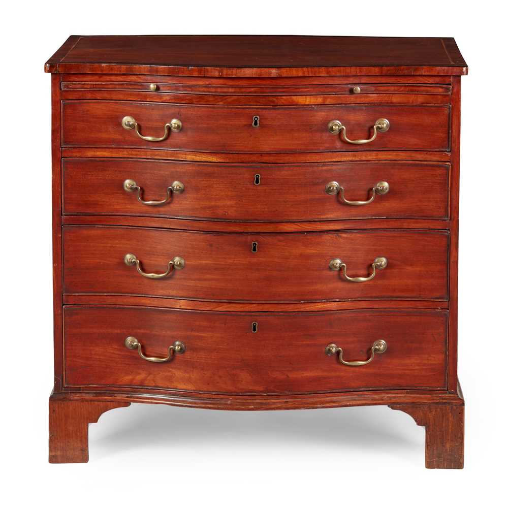 Appraisal: GEORGE III MAHOGANY SERPENTINE CHEST OF DRAWERS LATE TH CENTURY