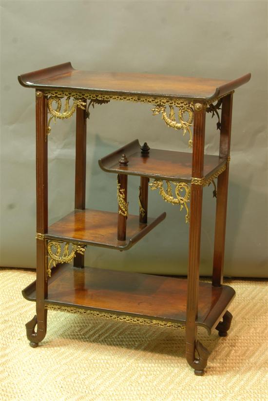 Appraisal: BRONZE MOUNTED VICTORIAN ETAGERE th c mahogany with shelves