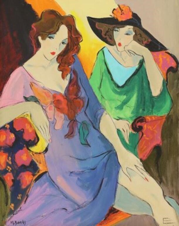 Appraisal: Framed acrylic on canvas painting Two Women signed lower left