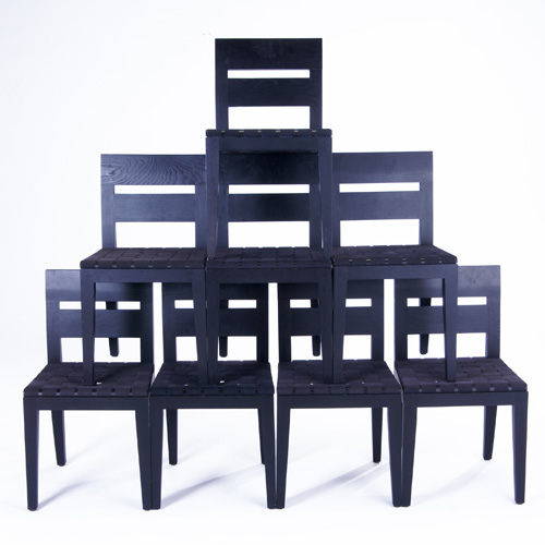 Appraisal: CHRISTIAN LIAGRE Set of eight dining chairs in ebonized oak