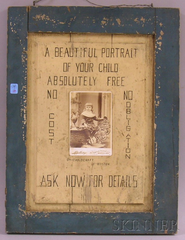 Appraisal: Painted Wooden Photographer's Trade Sign A Beautiful Portrait of Your