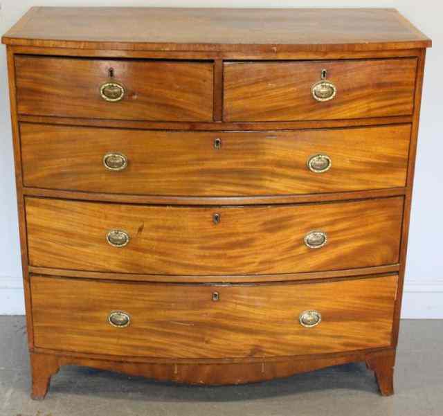 Appraisal: Antique Bow Front Satinwood Chest of Drawers Circa - From