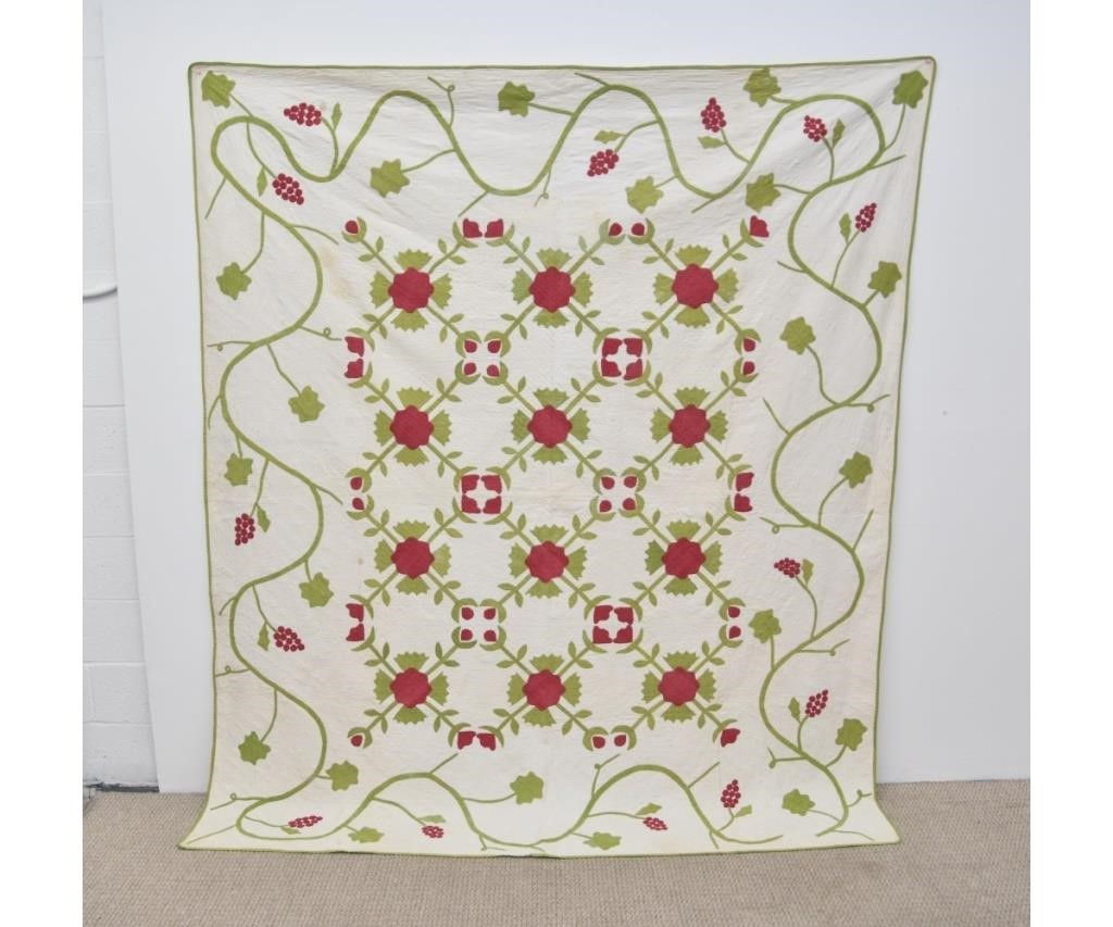 Appraisal: Applique quilt with flowers and vine border x Condition Minor