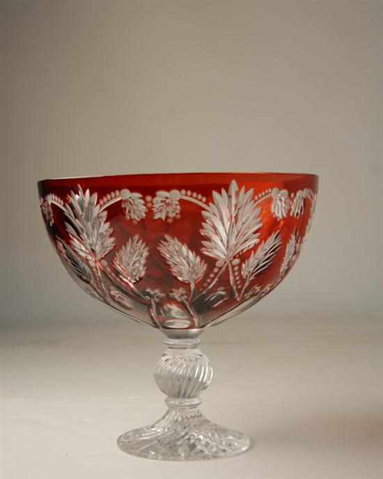 Appraisal: A Design Guild Footed Glass Compote the bowl ruby cut