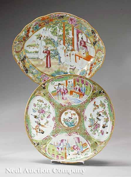 Appraisal: Two Chinese Export Porcelain Famille Rose Platters th c one