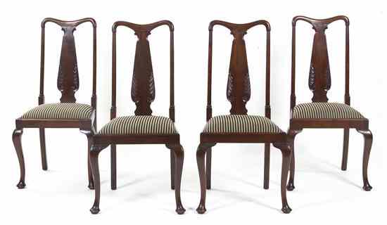 Appraisal: A Set of Four Queen Anne Style Mahogany Side Chairs