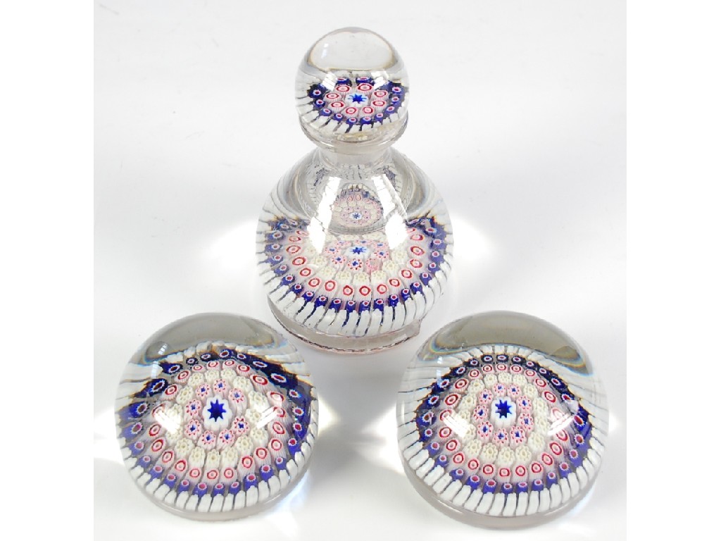 Appraisal: a PAIR OF FRENCH STYLE GLASS MULTI CANE HIGH DOMED