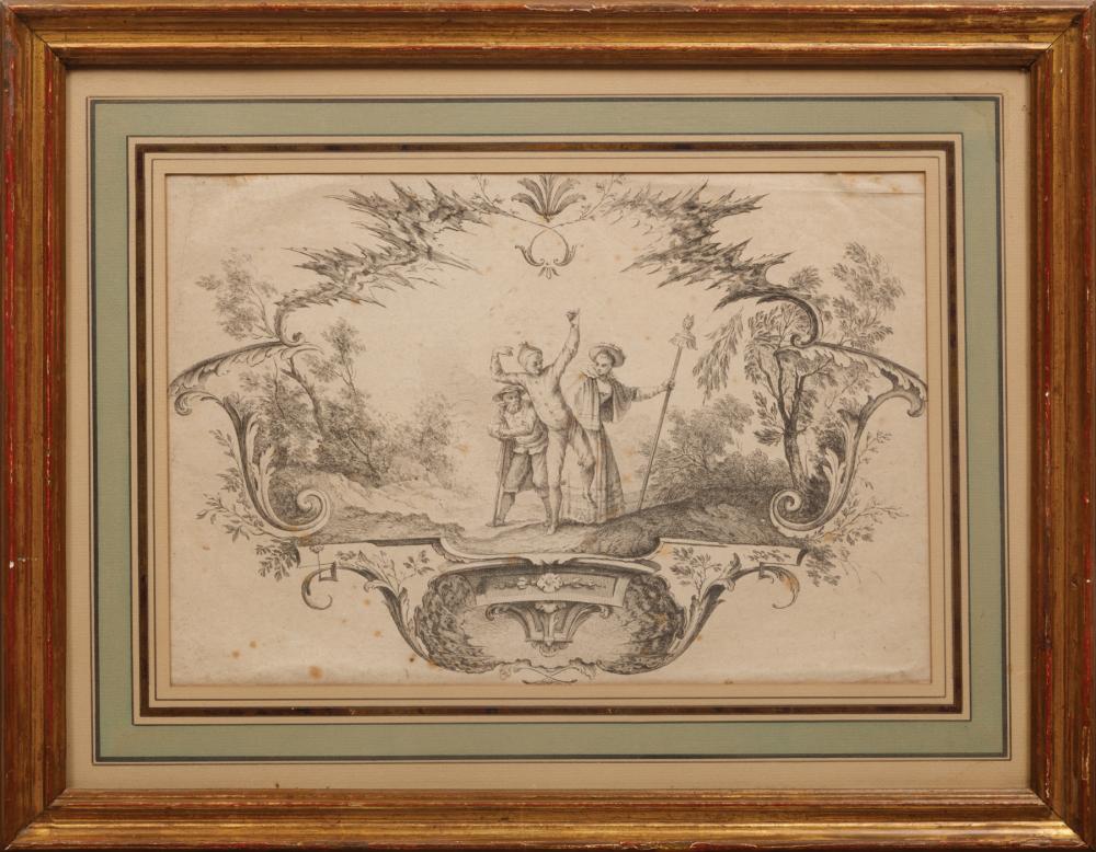 Appraisal: After Jean-Antoine Watteau French - Figures Following Pierrot engraving unsigned